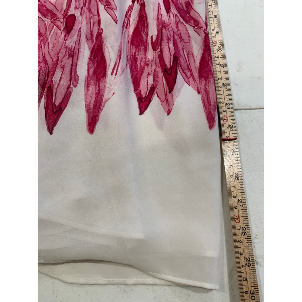 Pink Watercolor Chiffon sheer Blouse L Boho Flutter Sleeve fairy romantic Womens - Picture 9 of 9
